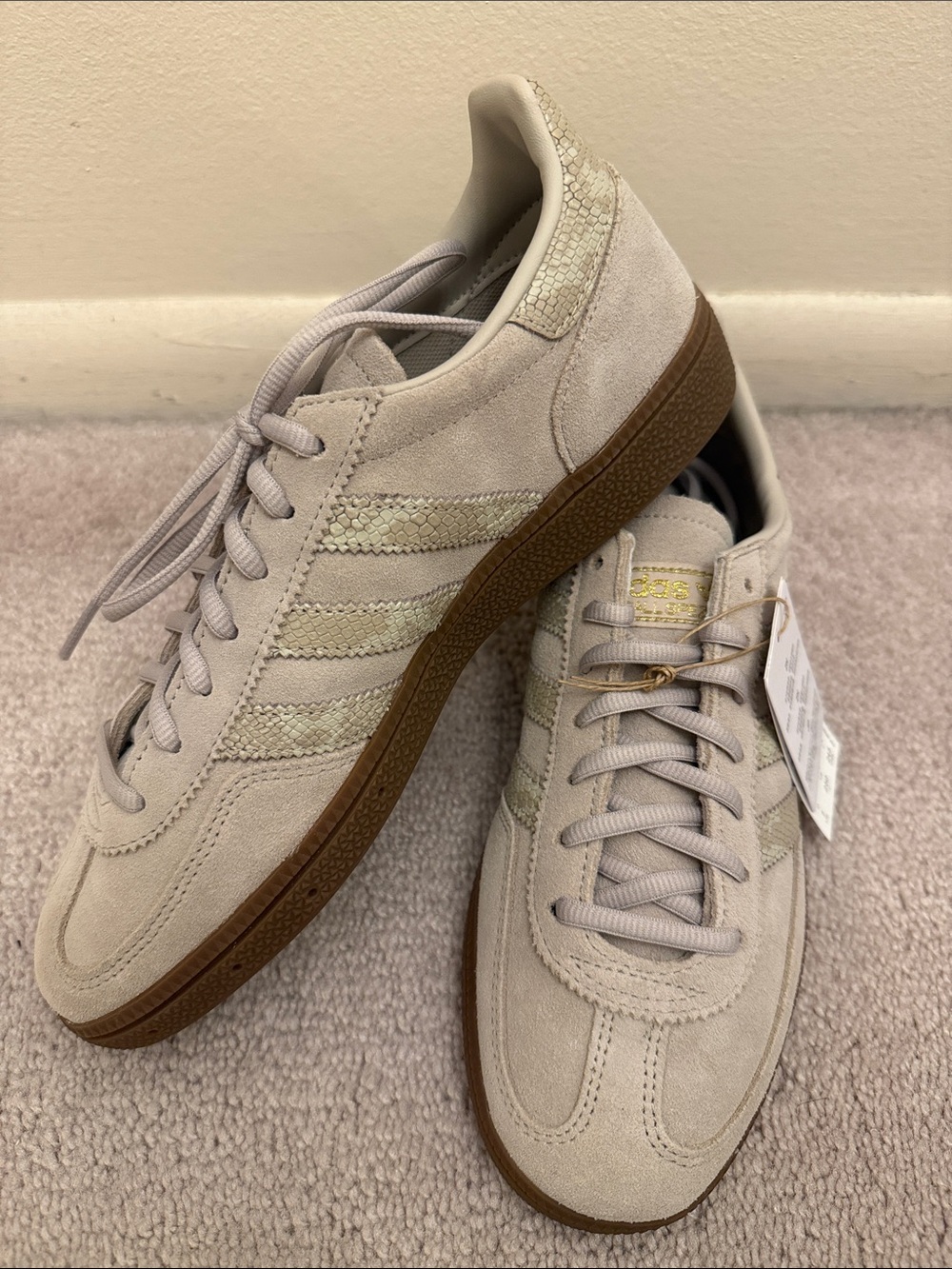 adidas Light Beige Suede Sneakers with Brown Sole